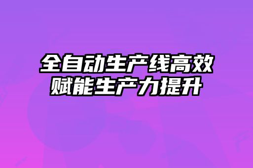 全自動生產線高效賦能生產力提升