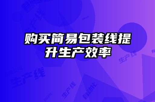 購買簡易包裝線提升生產效率