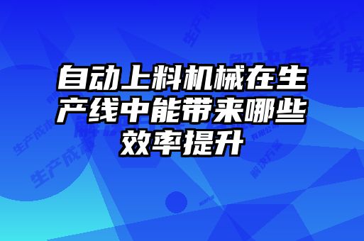 自動上料機械在生產線中能帶來哪些效率提升