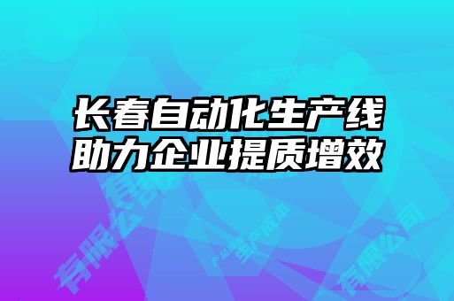 長春自動化生產線助力企業提質增效