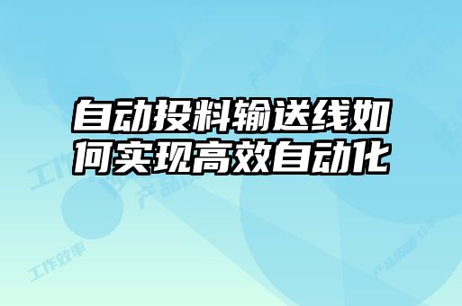 自動投料輸送線如何實現高效自動化